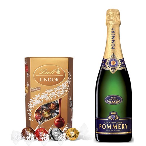 Pommery Brut Apanage Champagne 75cl With Lindt Lindor Assorted Truffles 200g
